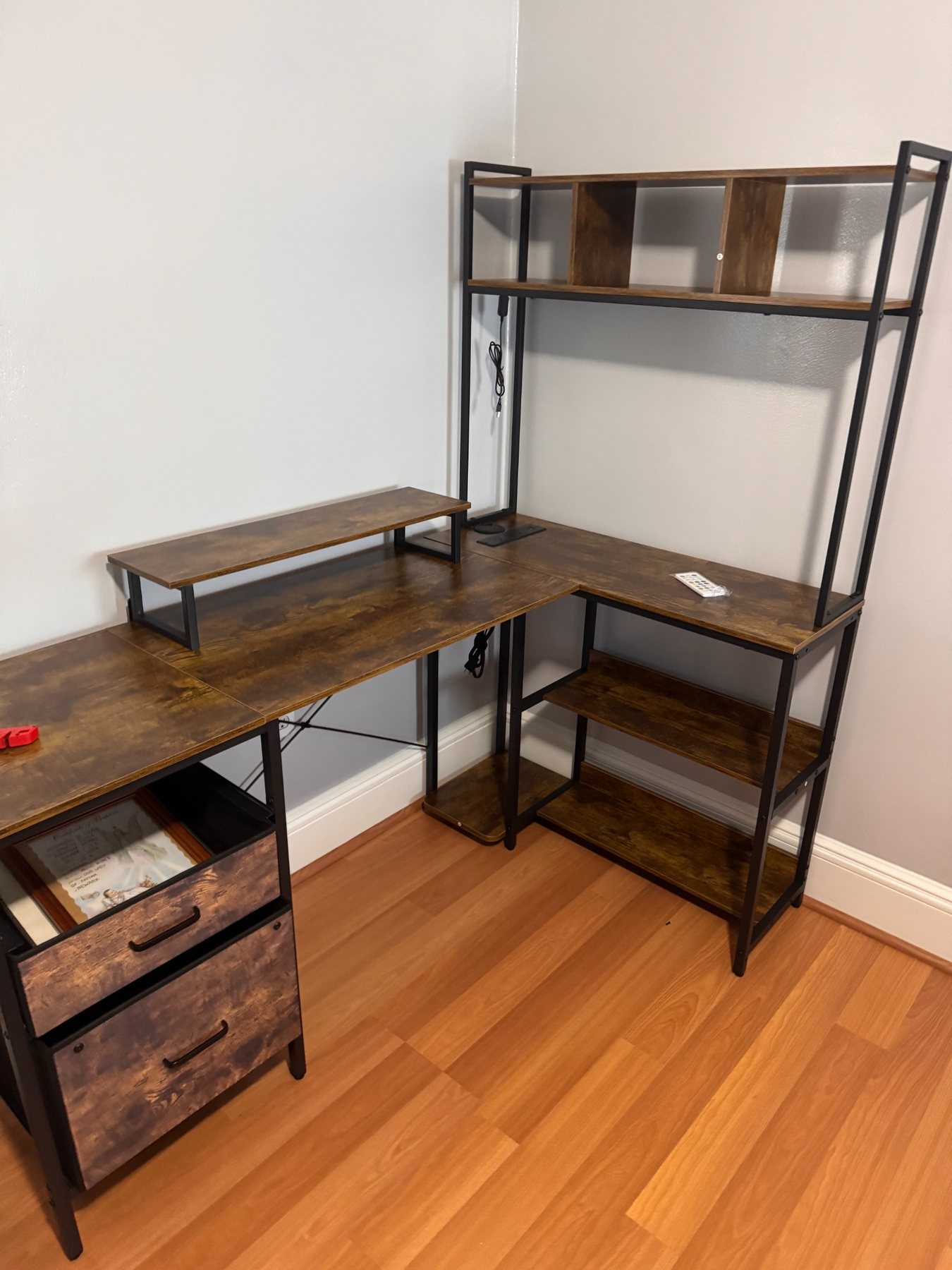 Finished L-shaped desk with hutch assembled by Assemble Pro NJ